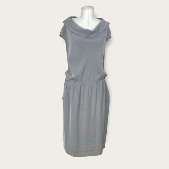 St.‎ John Gray Collared Elastic Waist Sheath Dress Size 10 - Picture 1 of 12